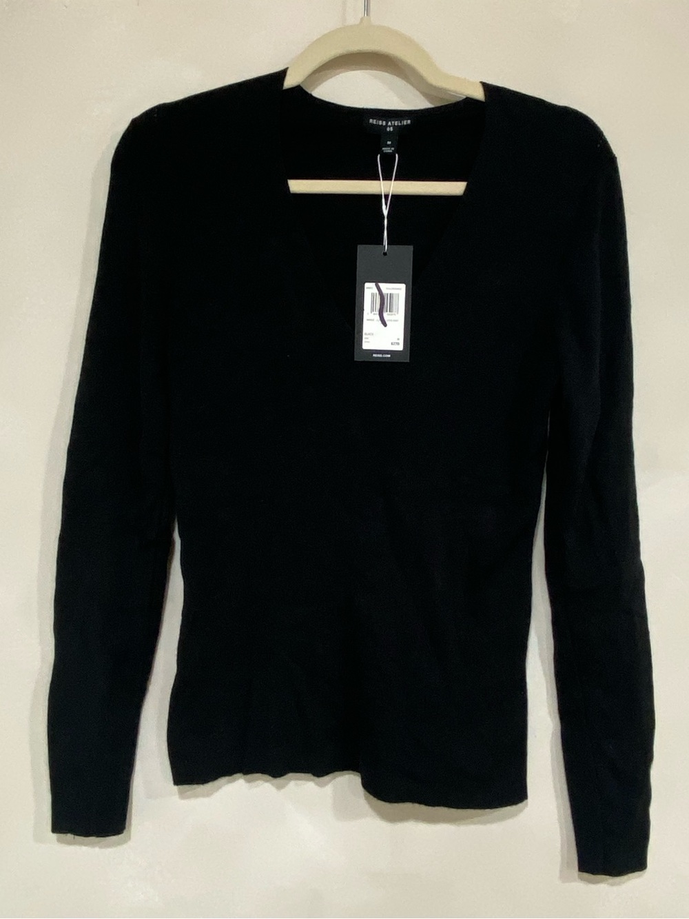 Reiss Atelier Maeve Knitted Silk-Blend Top Black Medium NWT - Picture 3 of 6